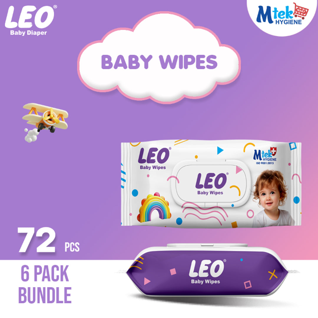 Leo Baby Wipes - 72 Pcs (Pack of 6)