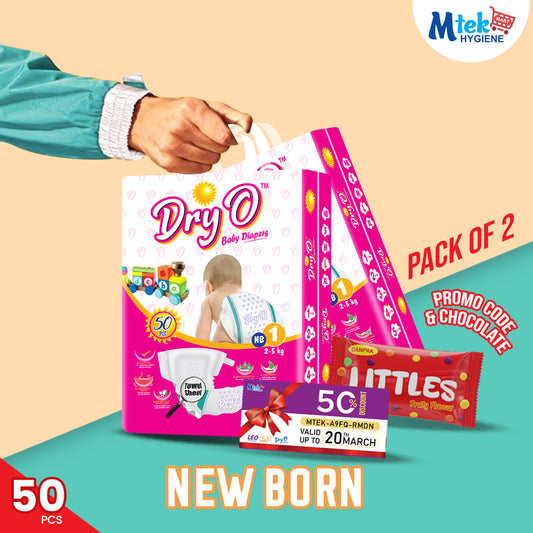 Dry O Baby Diaper (Pack of 2) + Free Wipes & Promocode