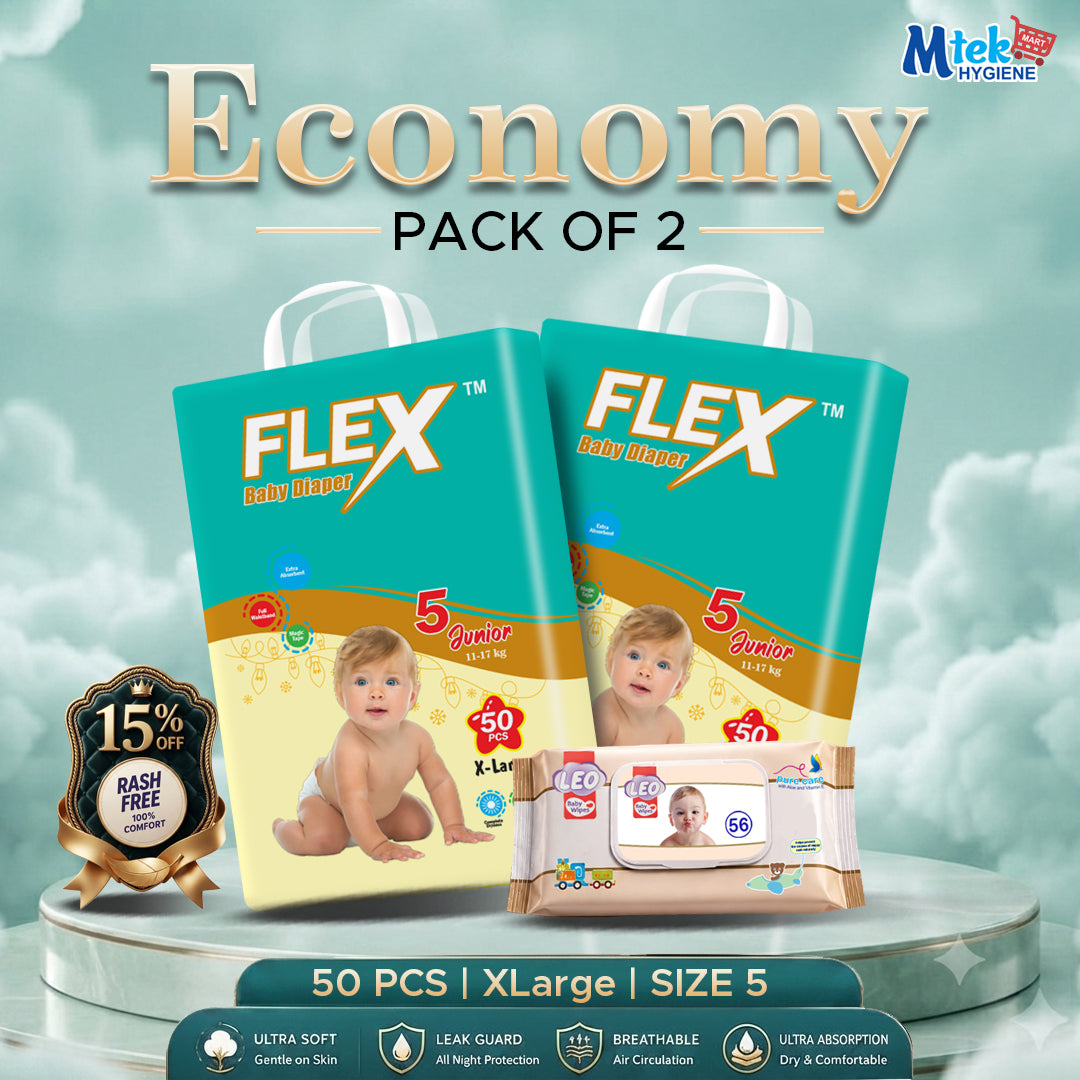 Flex Baby Diaper (Pack of 2) + Free Wipes