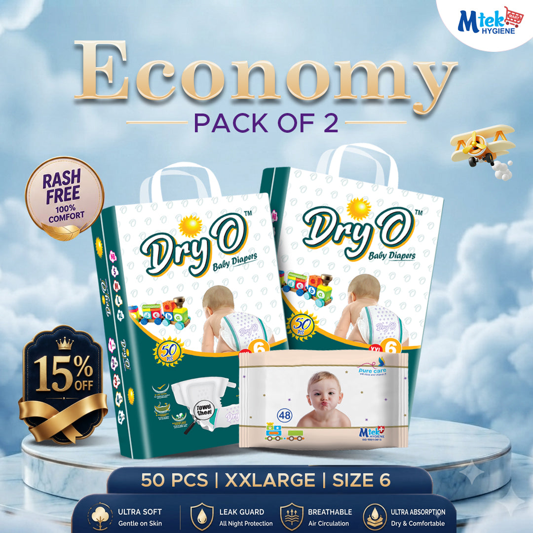 Dry O Baby Diaper (Pack of 2) + Free Wipes