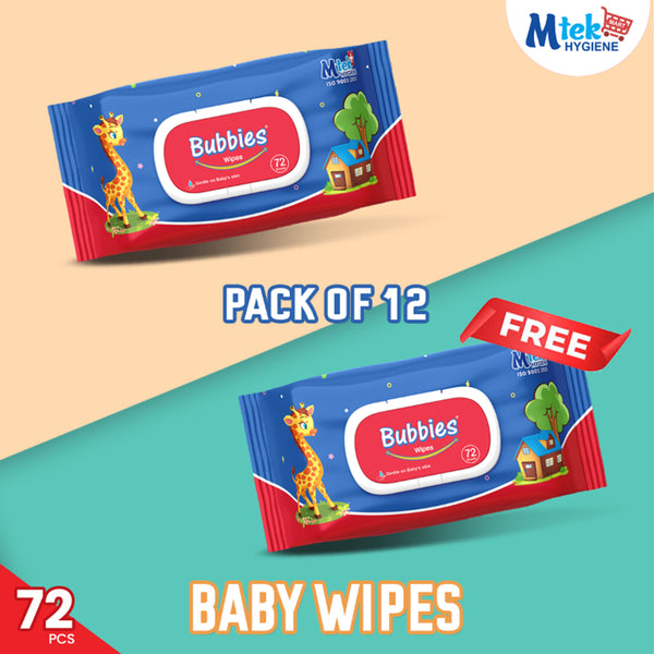 Bubbies Baby Wipes Pack of 12