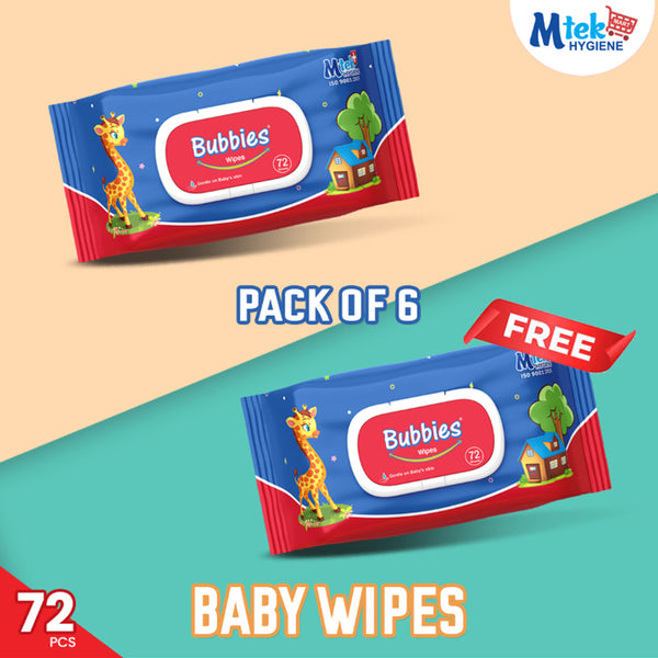 Bubbies Baby Wipes Pack of 6