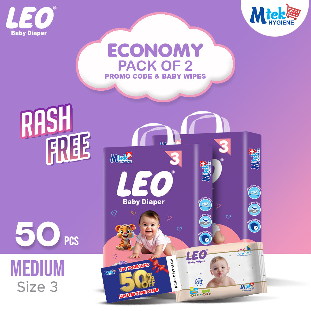 Leo Economy Baby Diaper (Pack of 2) + Free WIpes & Promocode