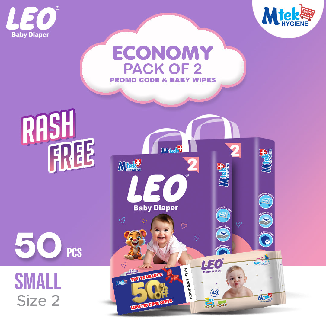 Leo Economy Baby Diaper (Pack of 2) + Free WIpes & Promocode