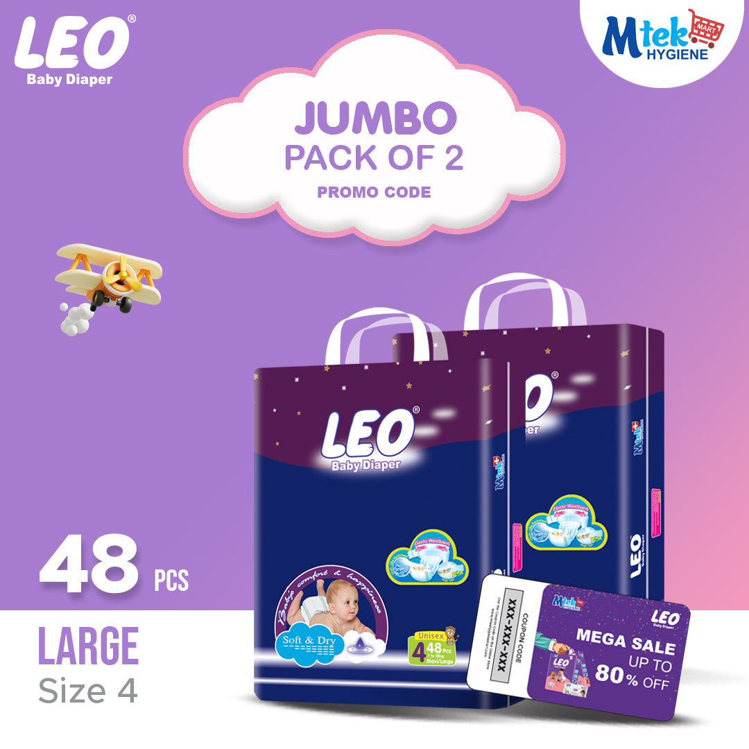 Leo Jumbo Diaper (Pack of 2) + Promocode