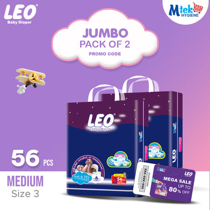 Leo Jumbo Diaper (Pack of 2) + Promocode