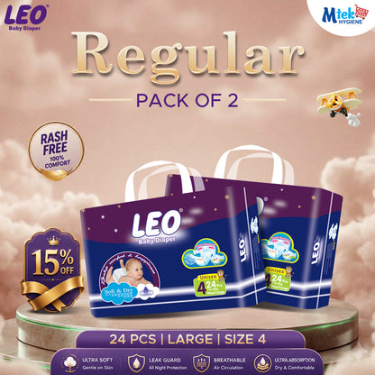 Leo Regular Baby Diaper (Pack of 2)