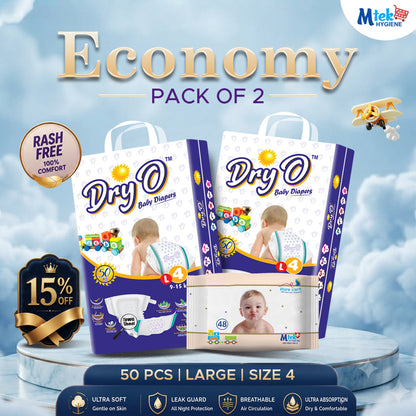Dry O Baby Diaper (Pack of 2) + Free Wipes