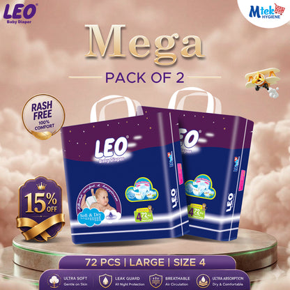 Leo Mega Baby Diaper (Pack of 2)