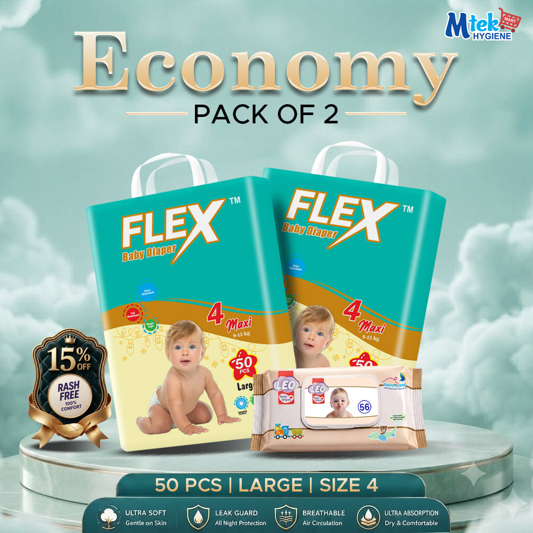 Flex Baby Diaper (Pack of 2) + Free Wipes