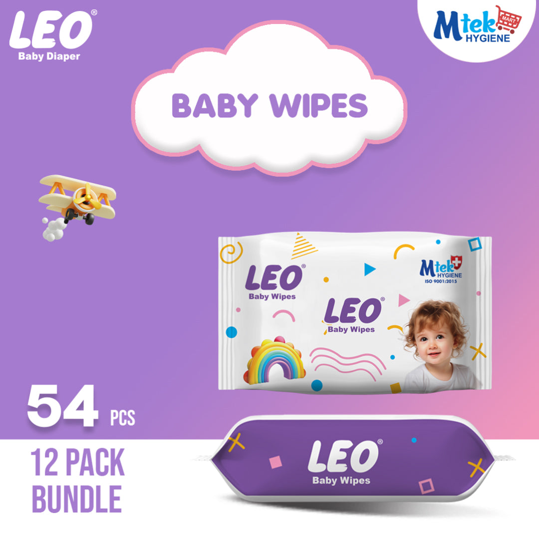 Leo Baby Wipes – 54 Pcs Bundle of 12 Packs