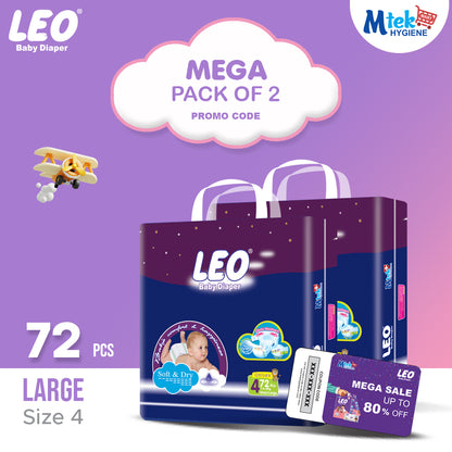 Leo Mega Baby Diaper (Pack of 2) + Promocode