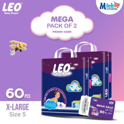 Leo Mega Baby Diaper (Pack of 2) + Promocode