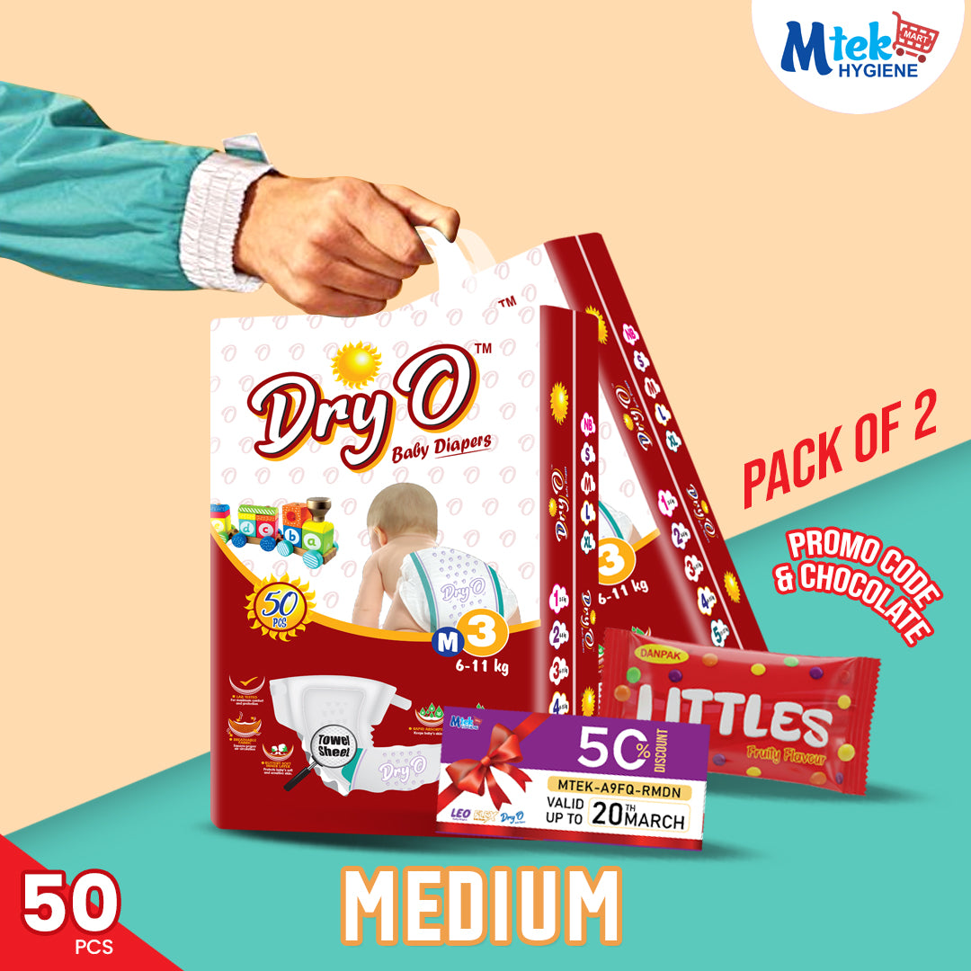 Dry O Baby Diaper (Pack of 2) + Free Wipes & Promocode