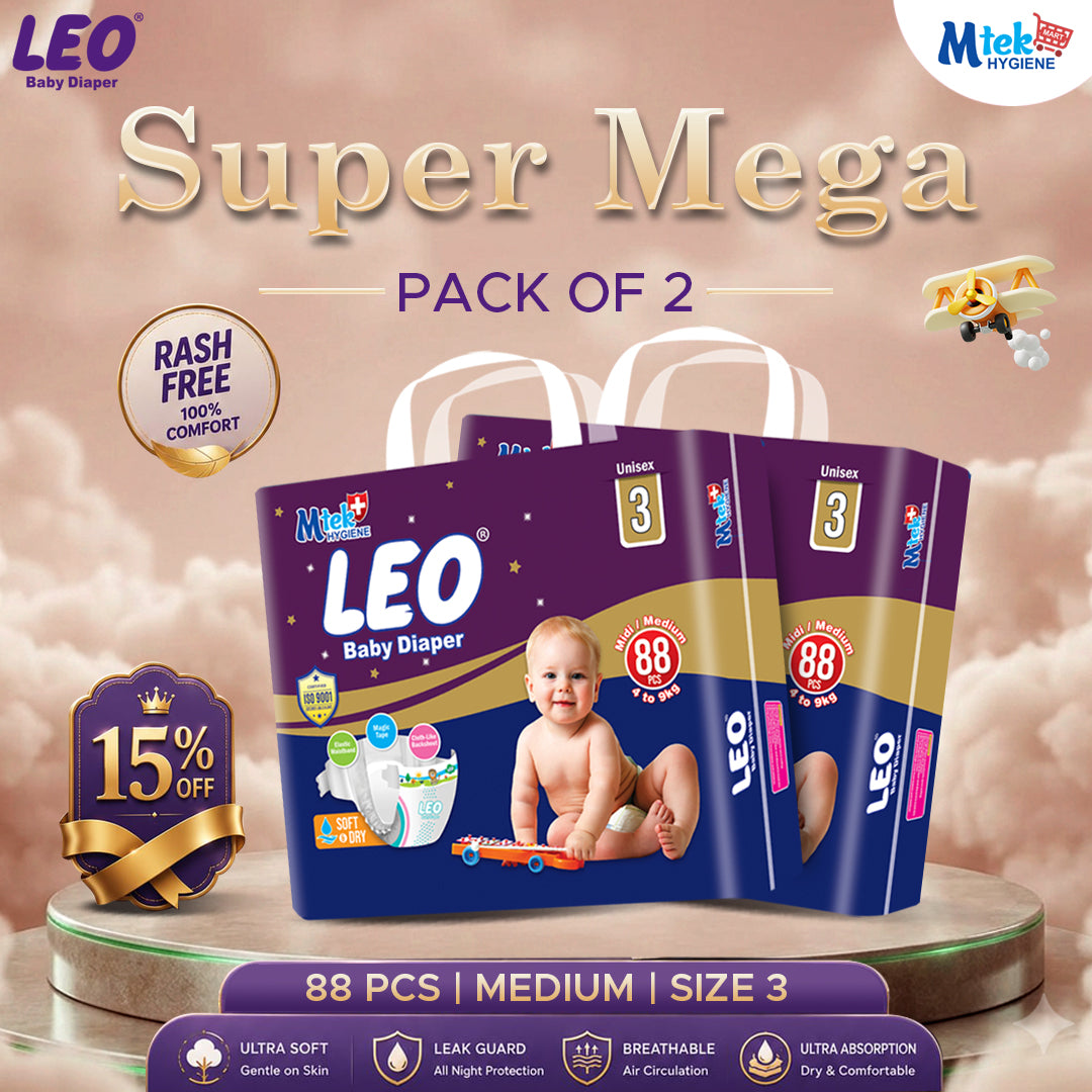 Leo Super Mega Baby Diaper (Pack of 2)