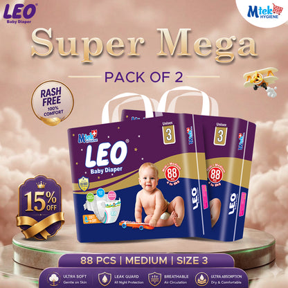 Leo Super Mega Baby Diaper (Pack of 2)