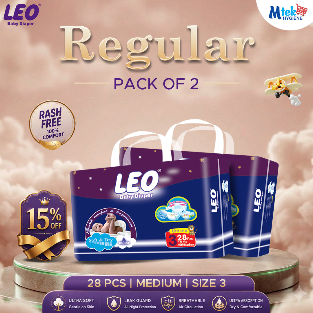 Leo Regular Baby Diaper (Pack of 2)