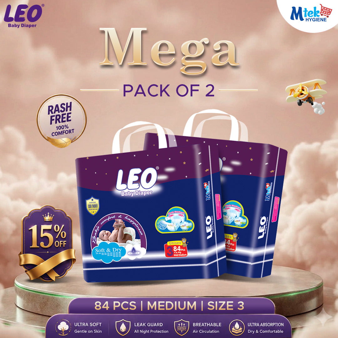 Leo Mega Baby Diaper (Pack of 2)
