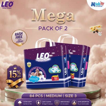 Leo Mega Baby Diaper (Pack of 2)