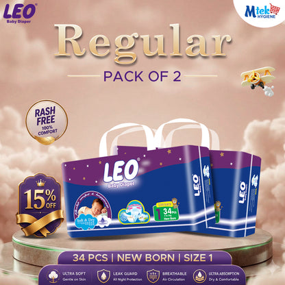 Leo Regular Baby Diaper (Pack of 2)