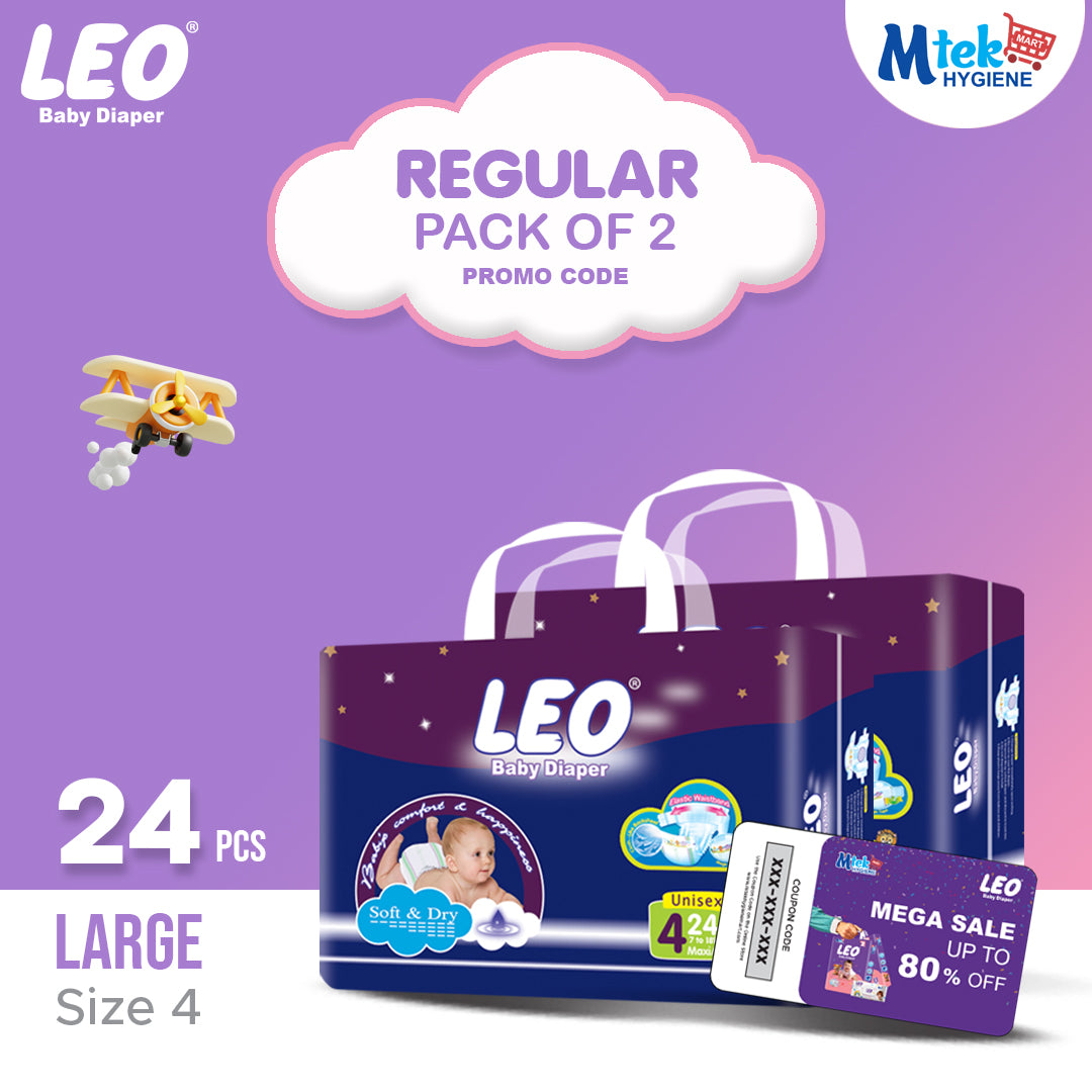Leo Regular Baby Diaper (Pack of 2) + Promocode