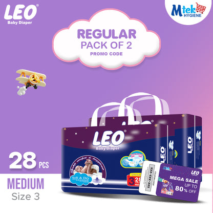 Leo Regular Baby Diaper (Pack of 2) + Promocode