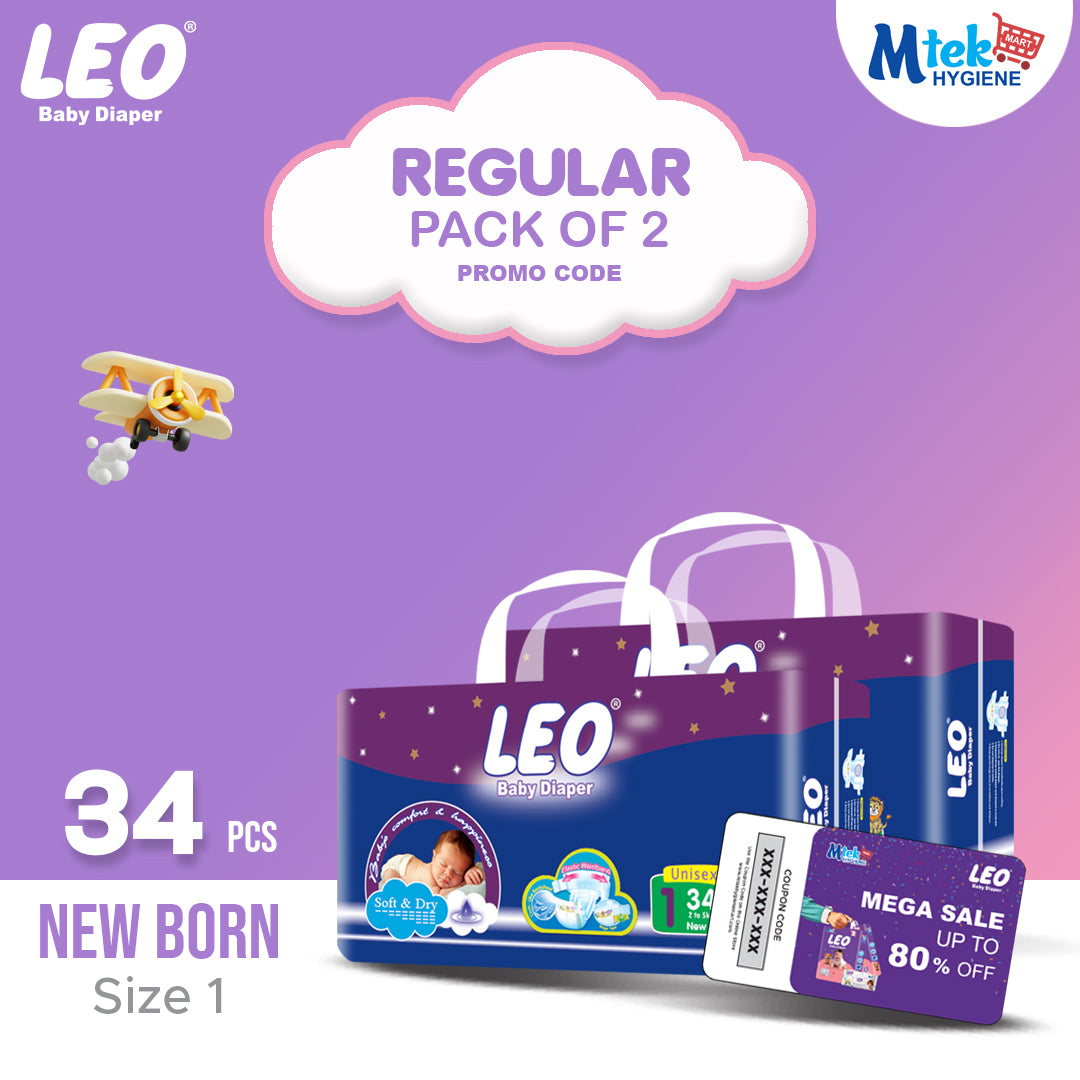 Leo Regular Baby Diaper (Pack of 2) + Promocode