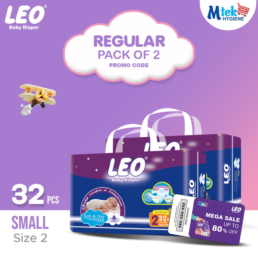 Leo Regular Baby Diaper (Pack of 2) + Promocode