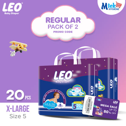 Leo Regular Baby Diaper (Pack of 2) + Promocode