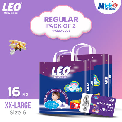 Leo Regular Baby Diaper (Pack of 2) + Promocode