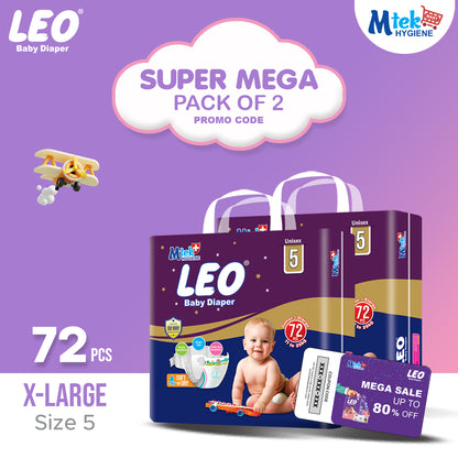 Leo Super Mega Baby Diaper (Pack of 2) + Promocode
