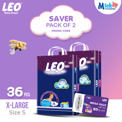 Leo Saver Baby Diaper (Pack of 2) + Promocode