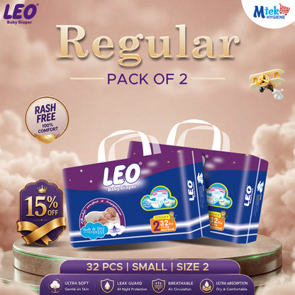 Leo Regular Baby Diaper (Pack of 2)