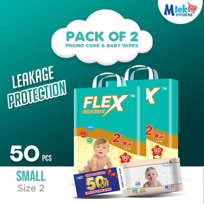 Flex Baby Diaper (Pack of 2) + Free Wipes & Promocode
