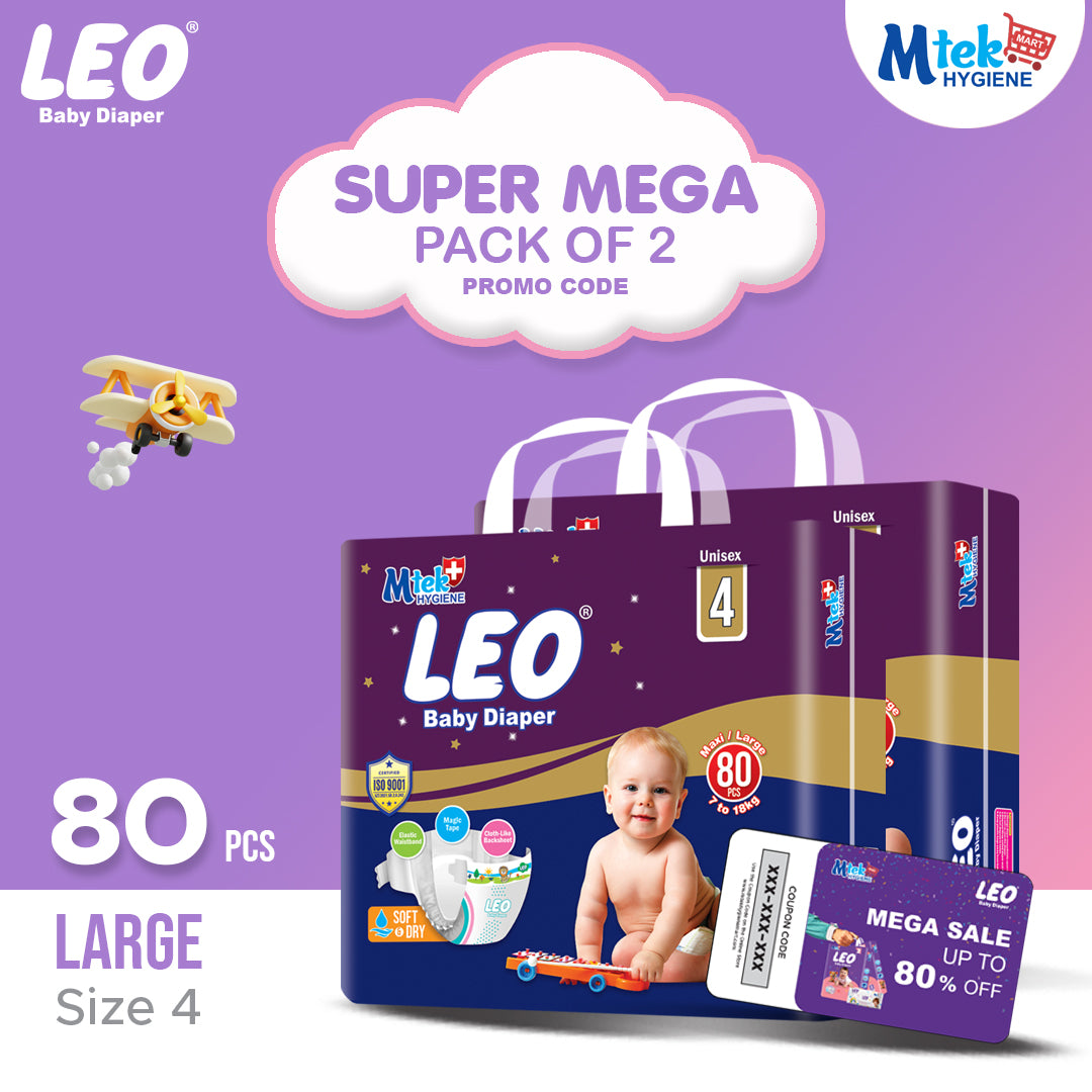 Leo Super Mega Baby Diaper (Pack of 2) + Promocode