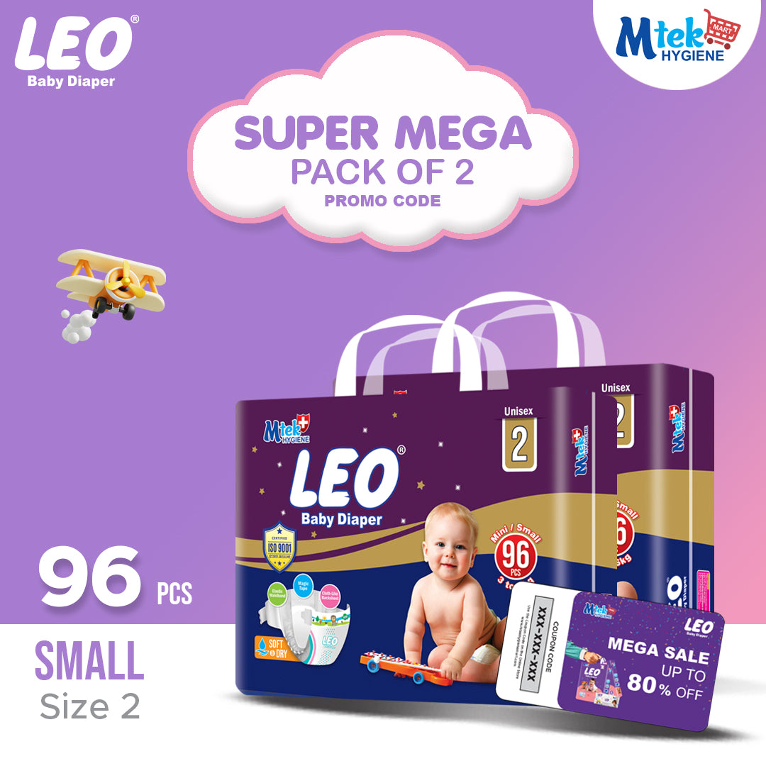 Leo Super Mega Baby Diaper (Pack of 2) + Promocode