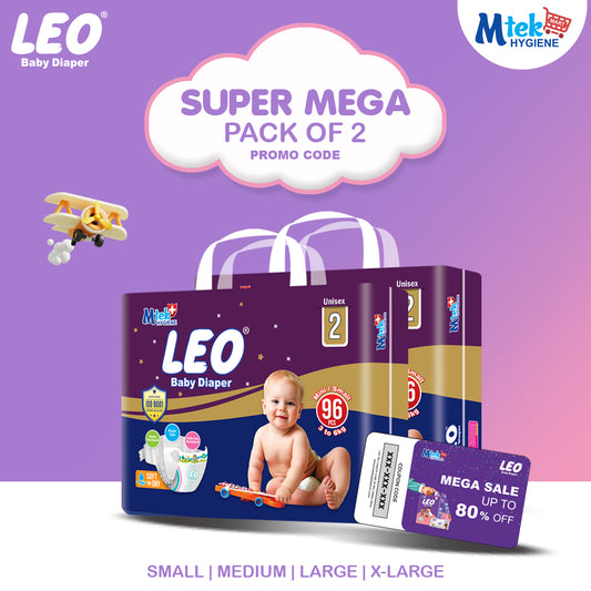 Leo Super Mega Baby Diaper (Pack of 2) + Promocode