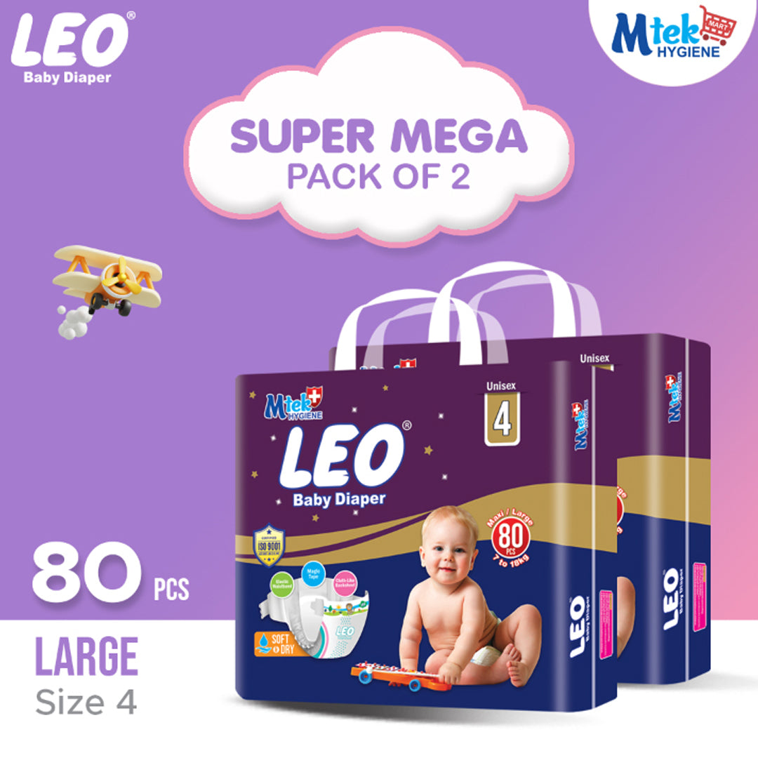 Leo Super Mega Pack Baby Diaper (Pack of 2)
