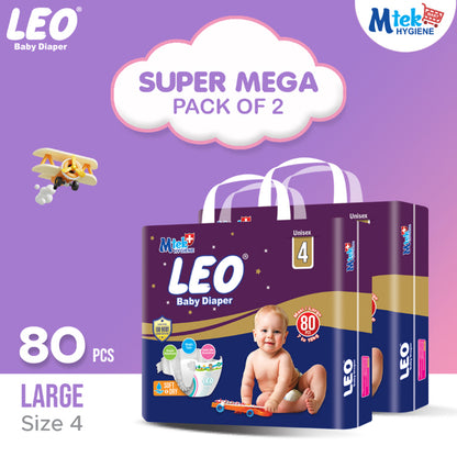Leo Super Mega Pack Baby Diaper (Pack of 2)