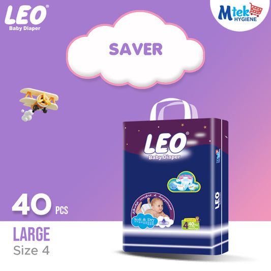 Leo Saver Pack Baby Diaper – Size 4, Large – 40 Pcs