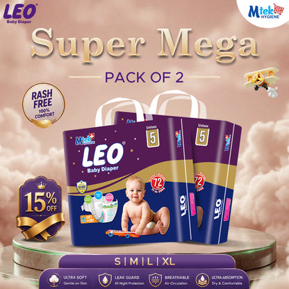 Leo Super Mega Baby Diaper (Pack of 2)