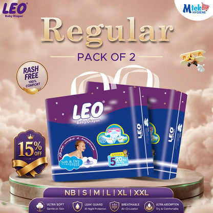 Leo Regular Baby Diaper (Pack of 2)
