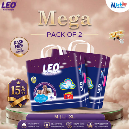 Leo Mega Baby Diaper (Pack of 2)