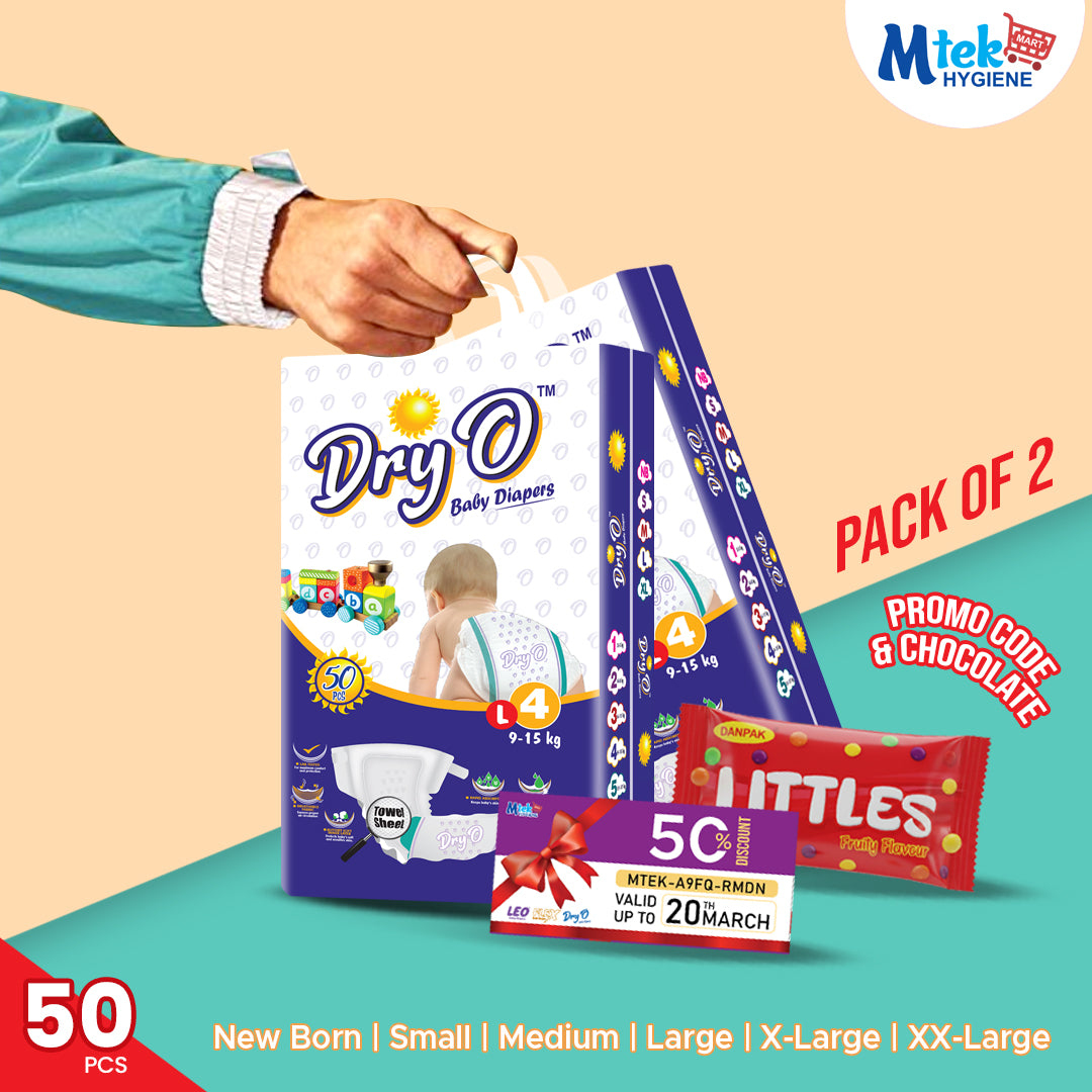 Dry O Baby Diaper (Pack of 2) + Free Wipes & Promocode