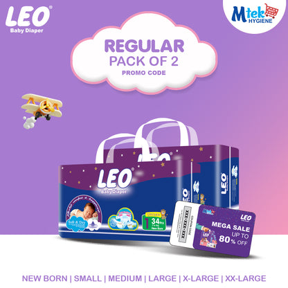 Leo Regular Baby Diaper (Pack of 2) + Promocode