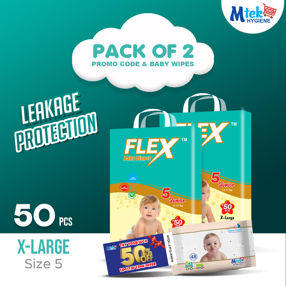 Flex Baby Diaper (Pack of 2) + Free Wipes & Promocode