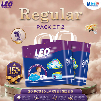 Leo Regular Baby Diaper (Pack of 2)