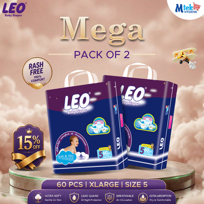 Leo Mega Baby Diaper (Pack of 2)
