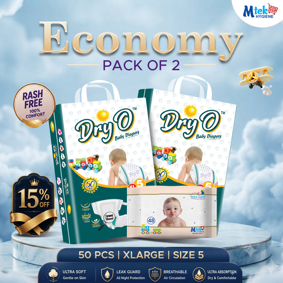 Dry O Baby Diaper (Pack of 2) + Free Wipes