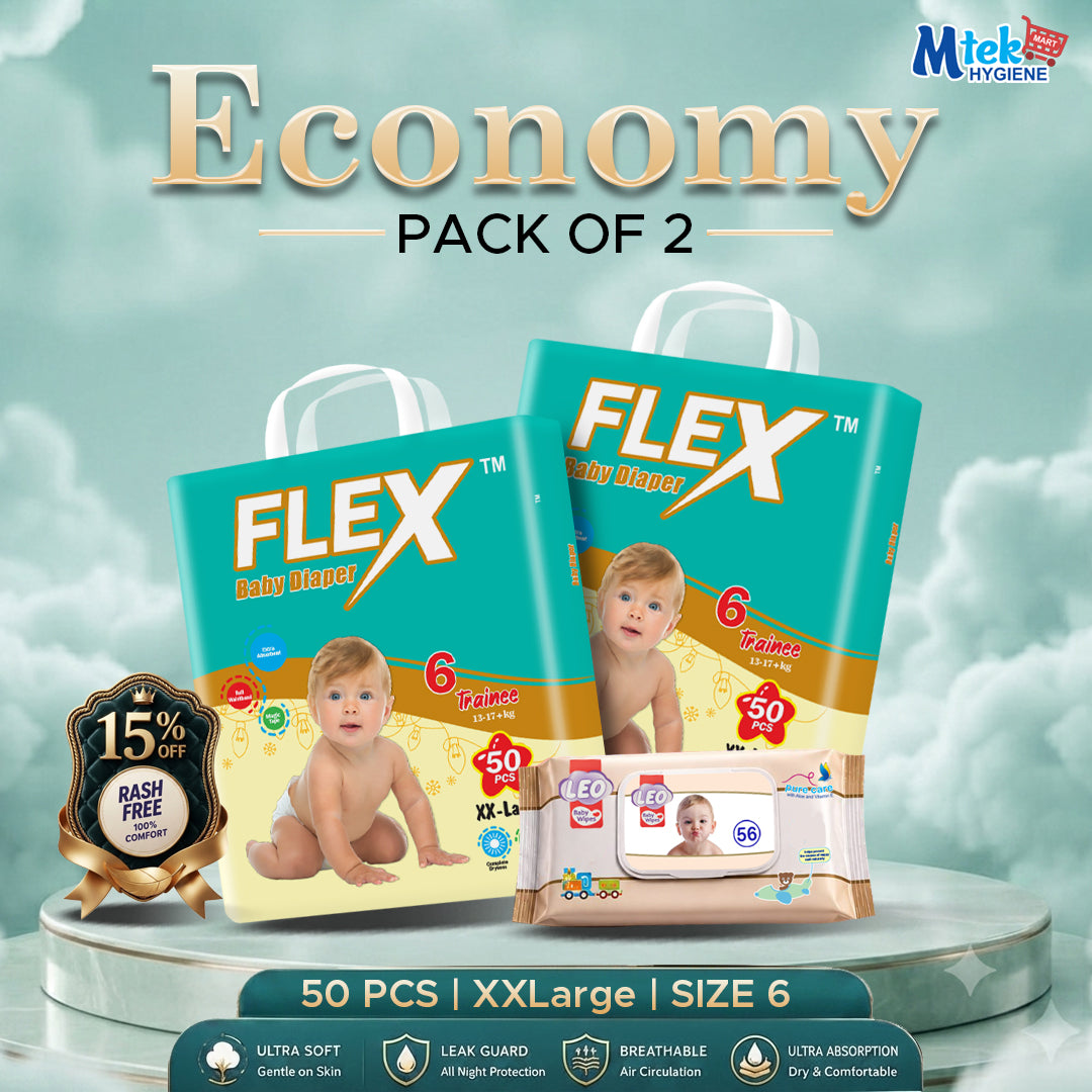 Flex Baby Diaper (Pack of 2) + Free Wipes